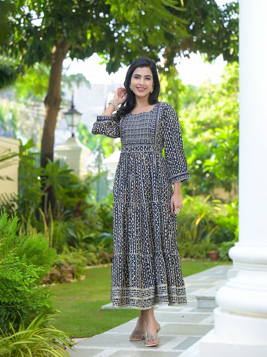 Black Printed Dress with Gotta Work