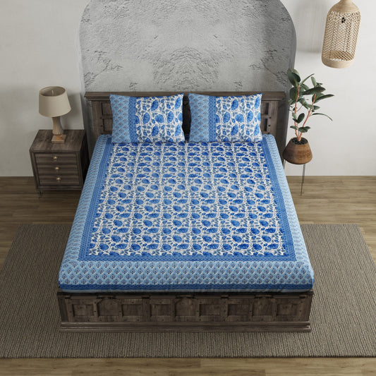 Blue Falak Cotton Bedsheet