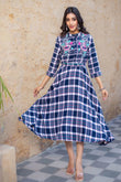 Blue Check Cotton Dress