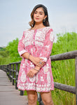 Amelia Pink Embroidered Mini Dress