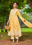 Aakriti Yellow Zari Embroidered Chanderi Anarkali Set